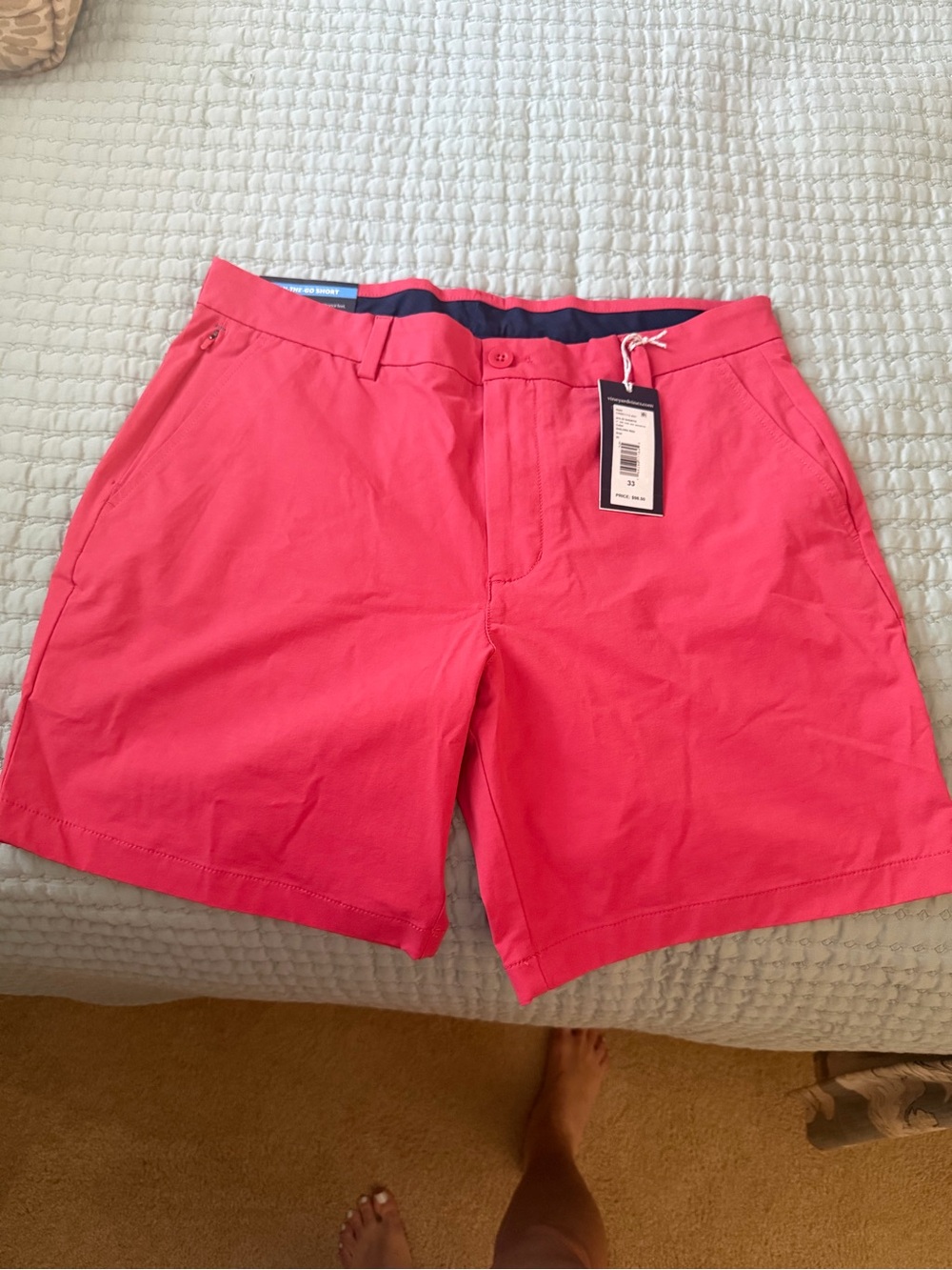 Vineyard Vines Men’s Coral Pink Flat Front Shorts